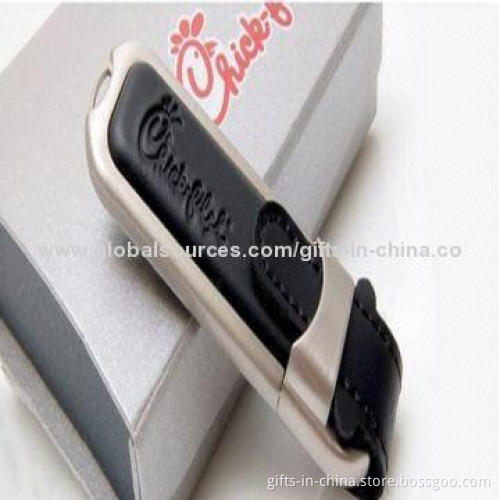 Leather 4GB USB Flash Drives, Free Logo Cost, Uses Branded A Grade Microchips